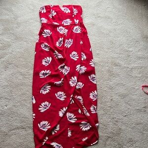 Express NWOT Red Strapless Dress with Floral Pattern